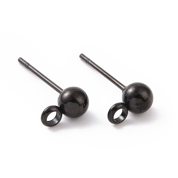 

PandaHall 304 Stainless Steel Ball Post Stud Earring Findings, with Loop and 316 Surgical Stainless Steel Pin, Electrophoresis Black...