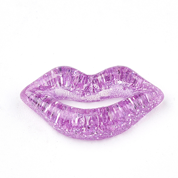 

PandaHall Resin Cabochons, with Glitter Powder, Lip, Orchid, 17x9x3.5mm Resin Lip Purple