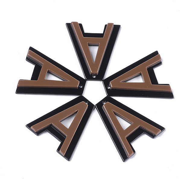 

PandaHall Cellulose Acetate(Resin) Pendants, Letter, Letter A, Camel, 37x32x4mm, Hole: 2mm Cellulose Acetate Letter A Brown