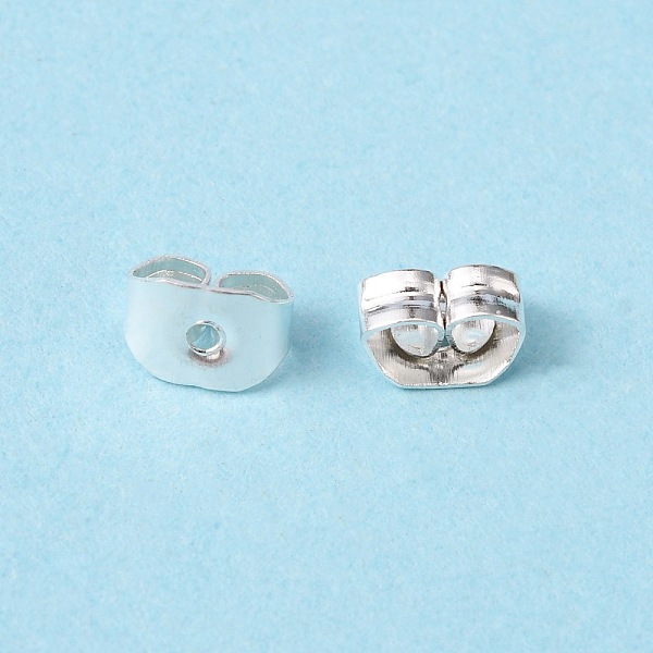 

PandaHall Iron Friction Ear Nuts, Silver, 5x3.5mm, Hole: 0.7~0.9mm Iron