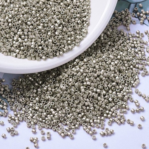 

PandaHall MIYUKI Delica Beads, Cylinder, Japanese Seed Beads, 11/0, (DB1158) Galvanized Semi-Frosted Light Smoky Amethyst, 1.3x1.6mm, Hole..., Gray