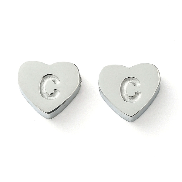 

PandaHall 316L Surgical Stainless Steel Beads, Love Heart with Letter Bead, Stainless Steel Color, Letter C, 5.5x6.5x2.5mm, Hole: 1.4mm 316L...