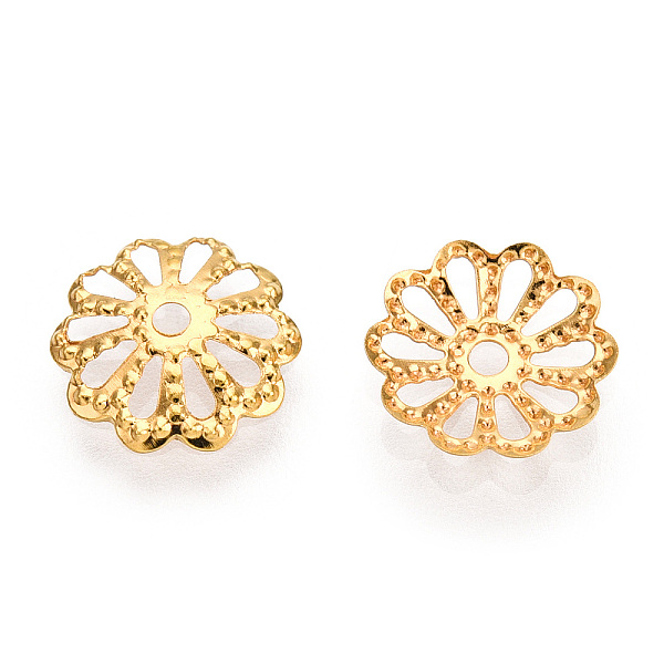 

PandaHall Iron Bead Caps, Multi-Petal, Golden, 9mm, Hole: 1.5mm Iron
