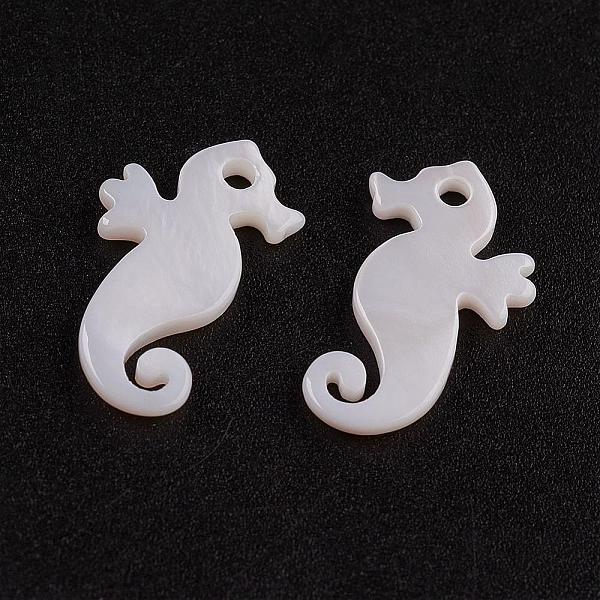 

PandaHall Natural White Shell Mother of Pearl Shell Pendants, Sea Horse, 15.5x9x1.5mm, Hole: 1.5mm White Shell Sea Horse