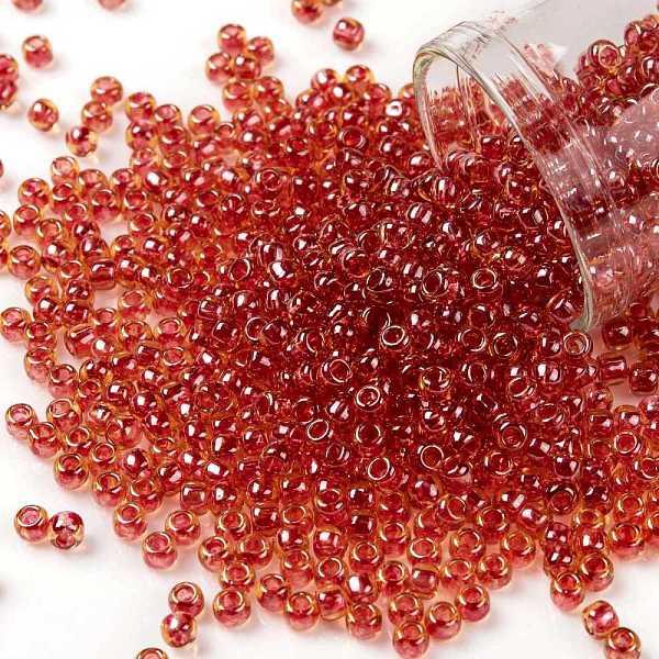 

PandaHall TOHO Round Seed Beads, Japanese Seed Beads, (365) Inside Color Light Topaz/Pomegranate Lined, 8/0, 3mm, Hole: 1mm, about..., Brown