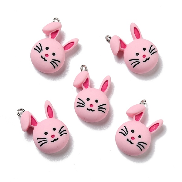 

PandaHall Opaque Resin Pendants, with Platinum Tone Iron Loops, Rabbit, Pearl Pink, 25.5x16.5x8.5mm, Hole: 2mm Iron+Resin Rabbit