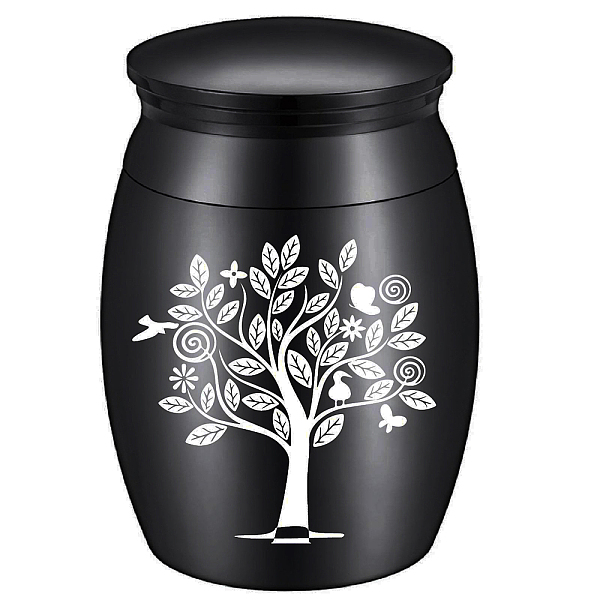 PandaHall CREATCABIN Alloy Cremation Urn Kit, with Disposable Flatware Spoons, Silver Polishing Cloth, Velvet Packing Pouches, Tree Pattern...