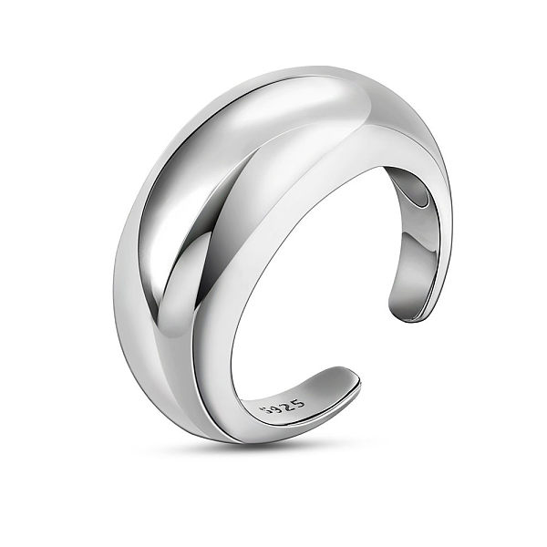 

PandaHall SHEGRACE Rhodium Plated 925 Sterling Silver Cuff Rings, Open Rings, with 925 Stamp, Platinum, Size 7, 17mm Sterling Silver
