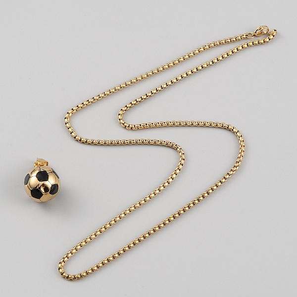 

PandaHall 304 Stainless Steel Football Pendant Necklace with Box Chains for Women, Golden, 24.06~24.21 inch(61.1~61.5cm) 304 Stainless Steel