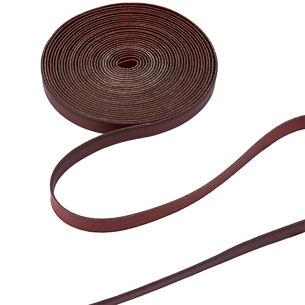 

PandaHall GORGECRAFT 5.5Yds 10mm Flat Genuine Leather Cord String Leather Shoelace Boot Lace Strips Cowhide Braiding String Roll for Jewelry...