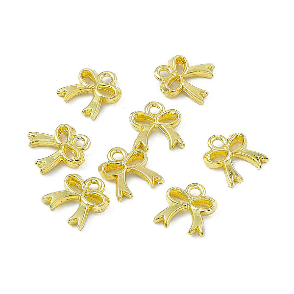 

PandaHall Rack Plating Alloy Pendants, Bowknot Charm, Light Gold, 11x10x2.5mm, Hole: 1.6mm Alloy Bowknot