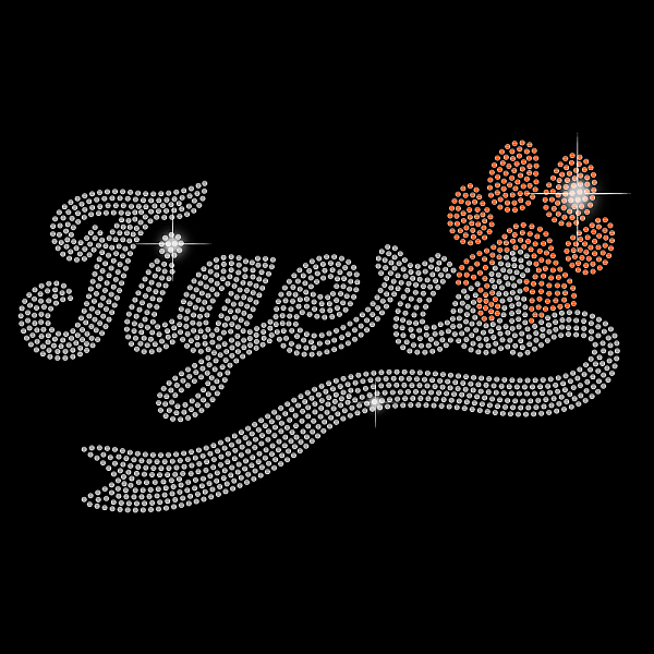 

PandaHall SUPERDANT Iron on Rhinestone Tiger Boy's T-Shirt Crystal Heat Transfer Hot fix Animal Paw Rhinestone Colorful Letters Bling DIY..., Black