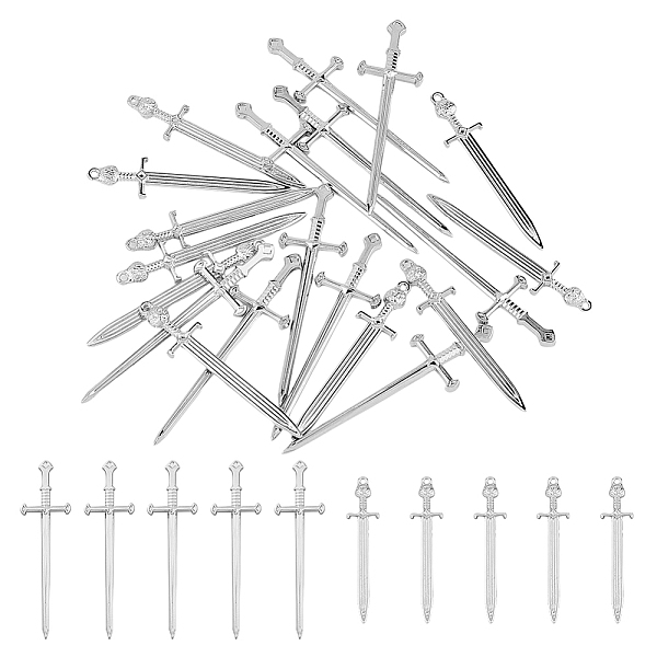 

PandaHall DICOSMETIC 20Pcs 2 Style Rack Plating Alloy Big Pendants & Cabochons Sets, Cadmium Free & Nickel Free & Lead Free, Sword, Platinum...