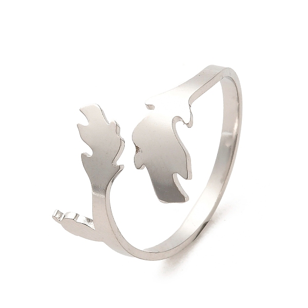 

PandaHall 304 Stainless Steel Open Cuff Rings, Leaf, Inner Diameter: 18.8mm 304 Stainless Steel Leaf