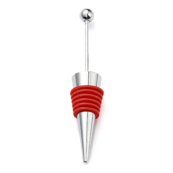 

PandaHall Beadable Wine Stoppers, Alloy & Silicone Wine Saver Bottle Stopper, Cone, FireBrick, 115x20mm Alloy Cone Red