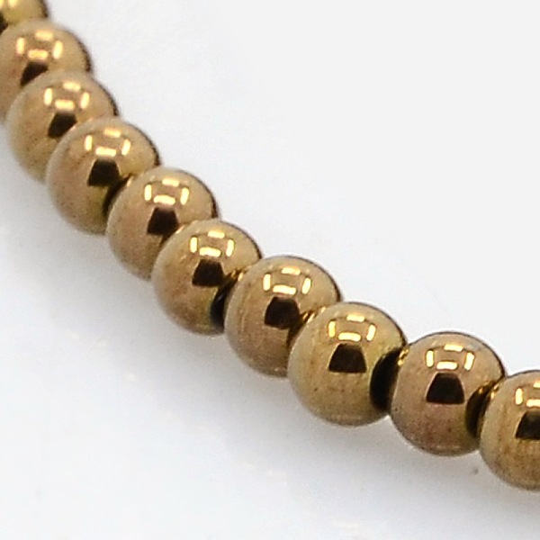 

PandaHall Round Non-magnetic Synthetic Hematite Beads Strands, Copper Plated, 3mm, Hole: 1mm, about 136pcs/strand, 15.7 inch Non-magnetic...