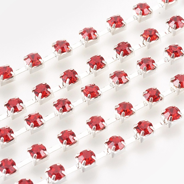 PandaHall Brass Rhinestone Strass Chains, Rhinestone Cup Chain, 1440pcs Rhinestone/bundle, Grade A, Silver Color Plated, Hyacinth, 3.5mm...