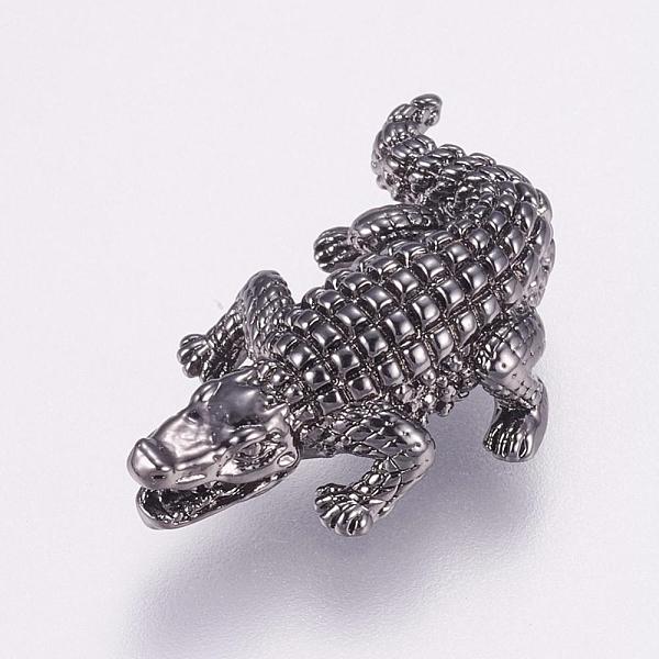 

PandaHall Brass Beads, Crocodile/Alligator, Gunmetal, 24x17x6mm, Hole: 1.5mm Brass Other Animal