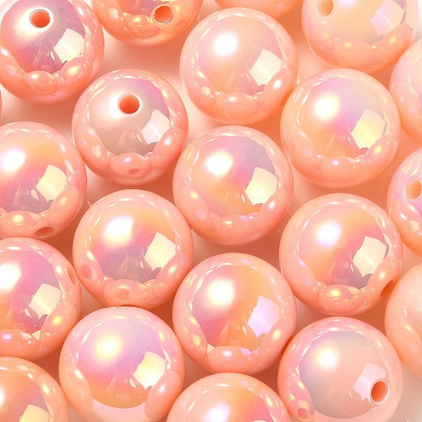 

PandaHall UV Plating Rainbow Iridescent Acrylic Beads, Round, Light Coral, 17.5x17mm, Hole: 2.8mm Acrylic Round