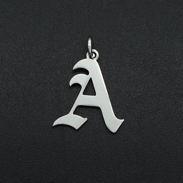 

PandaHall 304 Stainless Steel Pendants, with Jump Ring, Old English, Letter, Laser Cut, Stainless Steel Color, Letter.A, 16.5x14.5x1mm, Hole...