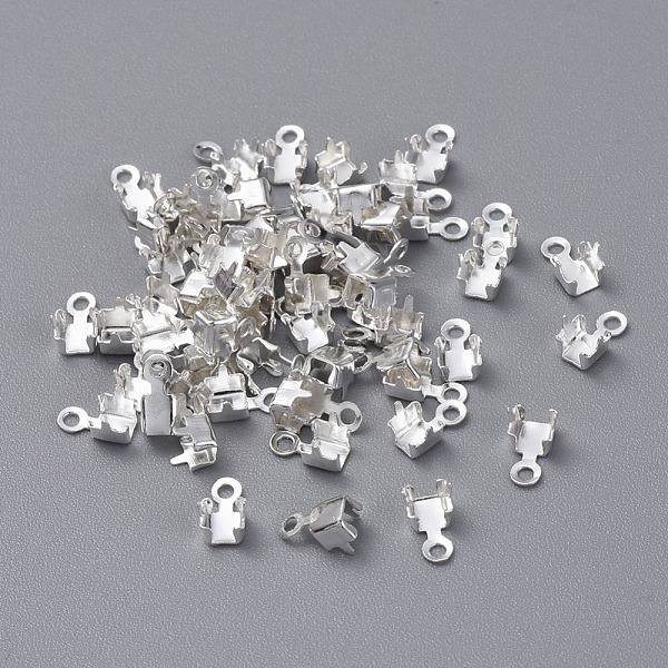 

PandaHall Brass Cup Chain Ends, Rhinestone Cup Chain Connectors, Silver Color, about 4mm wide, 4mm long, hole: 1.75mm, about 3.5mm inner...