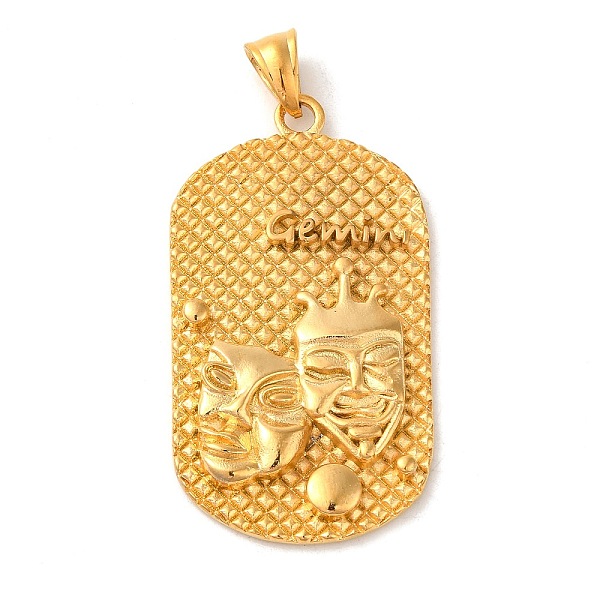 

PandaHall 316L Surgical Stainless Steel Big Pendants, Real 18K Gold Plated, Oval with Constellations Charm, Gemini, 53x29x4mm, Hole: 8x5mm...