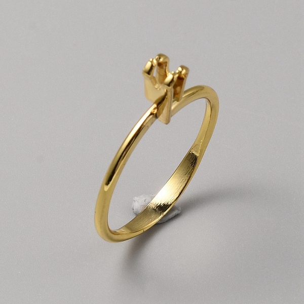 

PandaHall Aluminium Alloy Finger Rings Components, 4 Prong Ring Settings, Golden, US Size 9 1/2(19.3mm) Alloy