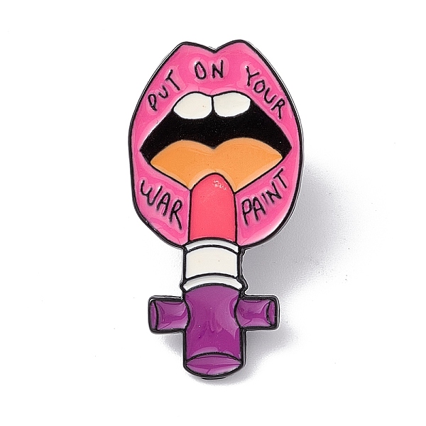 

PandaHall Pink Cartoon Enamel Pin, Word Put On Your War Paint Alloy Feminism Badge for Backpack Clothes, Lip Pattern, 30.48x15.24mm...