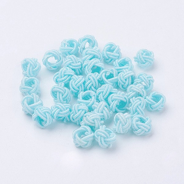 

PandaHall Nylon Cord Woven Beads, Round, Sky Blue, 6~6.5x4.5mm, Hole: 2.5mm, about 93~100pcs/bag Nylon Round Blue