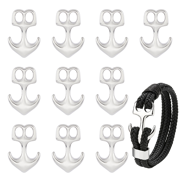 

PandaHall Unicraftale 10Pcs 304 Stainless Steel Hook Clasps, For Leather Cord Bracelets Making, Anchor, Stainless Steel Color, 35.5x21x6mm...