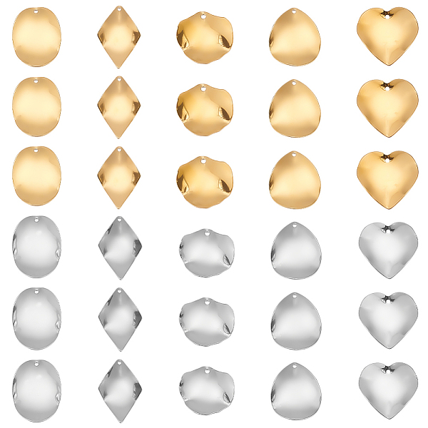 

PandaHall 40Pcs 10 Styles 304 Stainless Steel Pendants, Mixed Shapes, Mixed Color, 16~26.5x15.5~22x1~2mm, Hole: 1.2mm, 4pcs/style 304...