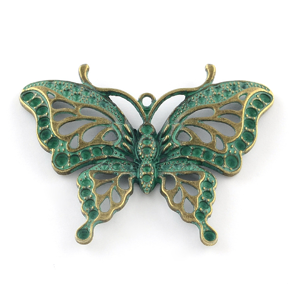 

PandaHall Zinc Alloy Butterfly Pendants Rhinestone Settings, Cadmium Free & Nickel Free & Lead Free, Antique Bronze & Green Patina, Fit for...