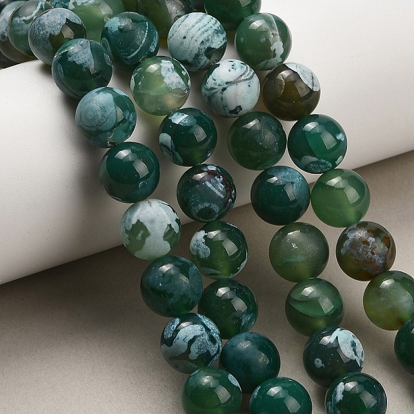 Brins de perles d'agate craquelée au feu naturel (teintes et chauffées)