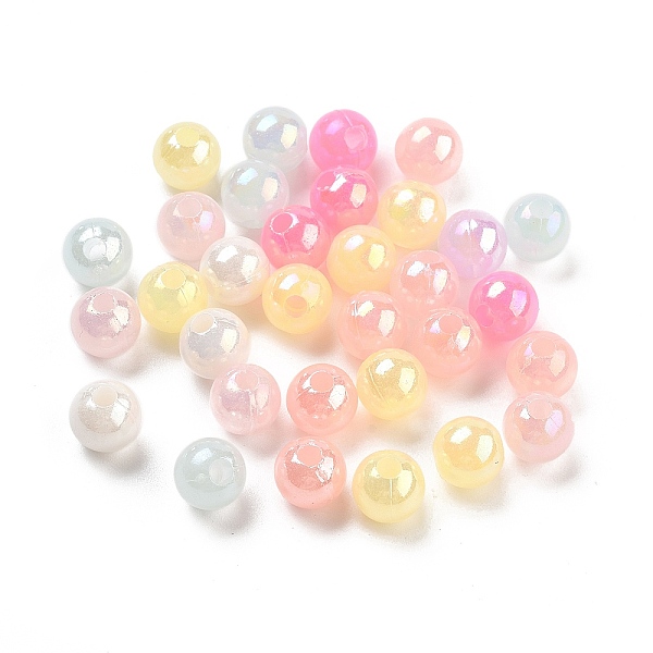

PandaHall Plastic Beads, AB Color Plated, Round, Mixed Color, 8mm, Hole: 2mm, about 2083pcs/500g Plastic Round Multicolor