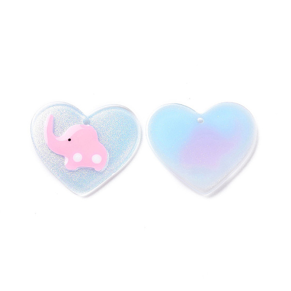 

PandaHall Acrylic Pendants, with Enamel and Glitter Powder, Heart with Elephant Pattern, Light Sky Blue, 26x29.5x2mm, Hole: 1.5mm Acrylic...