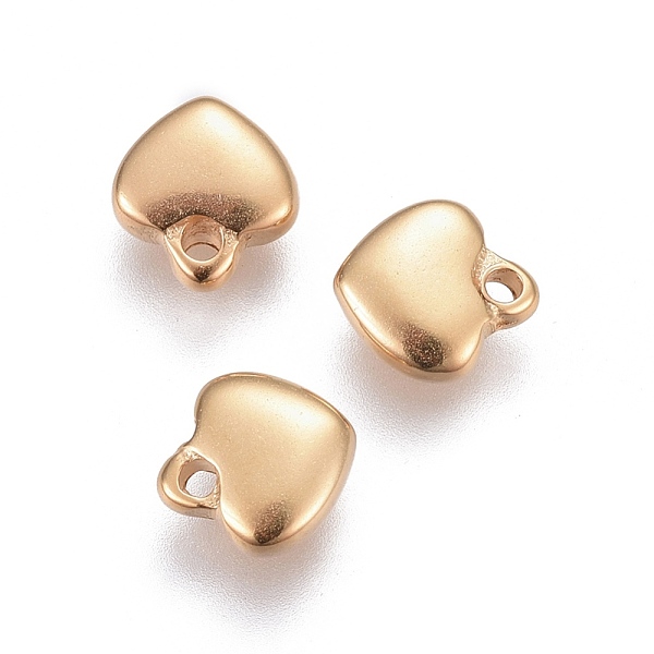 

PandaHall 304 Stainless Steel Charms, Puffed Heart, Golden, 7x6.5x2.6mm, Hole: 1mm 304 Stainless Steel Heart