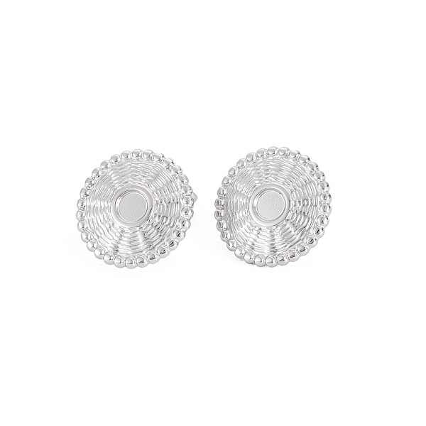 

PandaHall 304 Stainless Steel Stud Earring Findings, Earring Setting for Enamel, with Ear Nuts and Loops, Flat Round, Golden, 16mm, Hole...