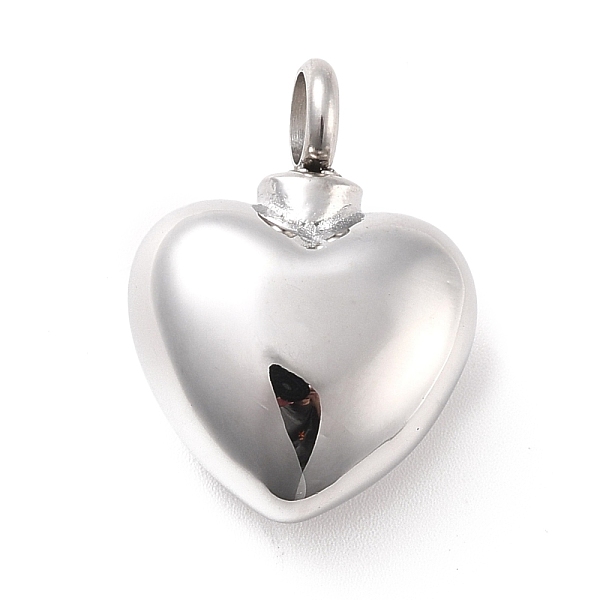 

PandaHall 304 Stainless Steel Urn/Perfume Pendants, Heart, Stainless Steel Color, 26x19.5x11.5mm, Hole: 5mm 304 Stainless Steel Heart