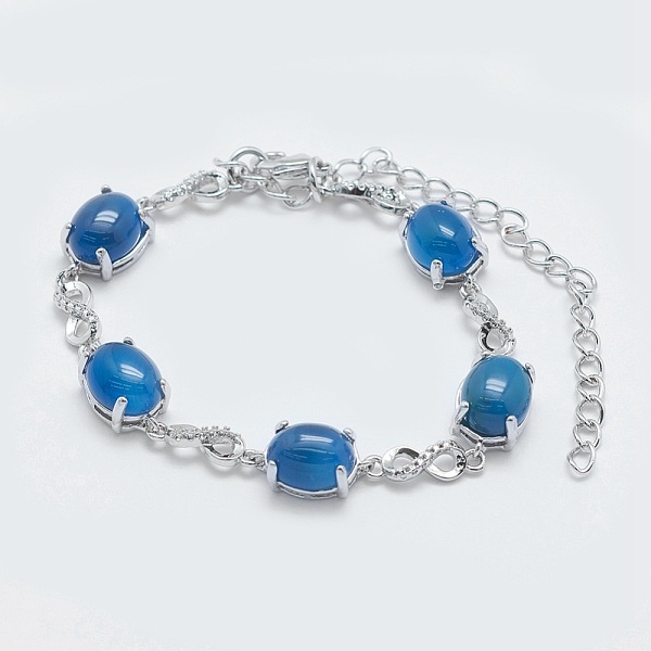 

PandaHall Natural Agate Link Chain Bracelets, with Brass Findings, Real Platinum Plated, Oval and Infinity, 5-3/4 inch~6 inch(14.5~15cm)...