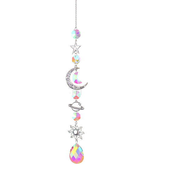 

PandaHall Iron Big Pendant Decorations, Hanging Sun Catchers, K9 Crystal Glass, with Alloy Findings, for Garden, Wedding, Lighting Ornament...