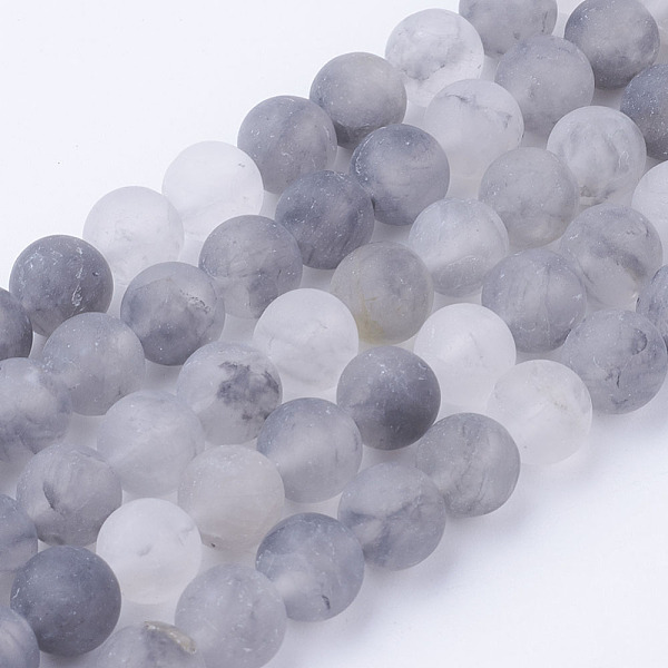 

PandaHall Natural Cloudy Quartz Bead Strands, Frosted, Round, 8~8.5mm, Hole: 1mm, about 45~47pcs/strand, 14.9 inch(38cm) Cloudy Quartz Round