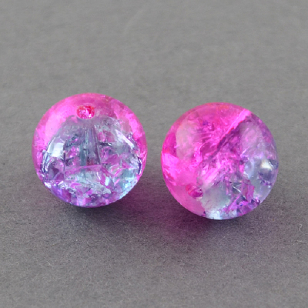 

PandaHall Spray Painted Crackle Glass Beads Strands, Round, Magenta, 4mm, Hole: 1.1~1.3mm, about 200pcs/strand, 31.4 inch Glass Round Pink