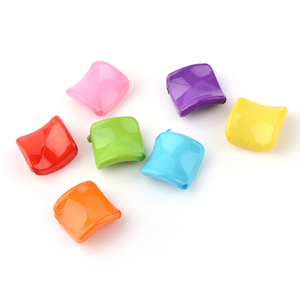 

PandaHall Opaque Acrylic Beads, Square, Twist, Mixed Color, 18x18x3.5mm, Hole: 1.5mm, about 600pcs/486g Acrylic Square Multicolor