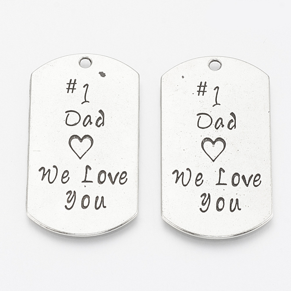 

PandaHall Tibetan Style Alloy Pendants, Rectangle with Word, Cadmium Free & Lead Free,, Antique Silver, 47.5x26x1.5mm, Hole: 2mm Alloy...