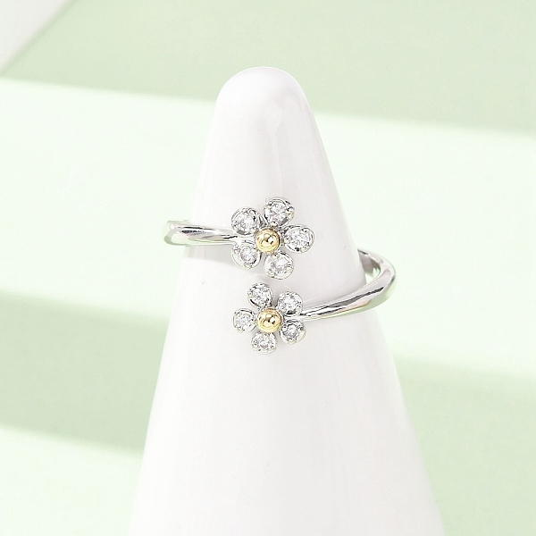 Bagues ouvertes en laiton avec micro pavé de zircones cubiques pour femmes