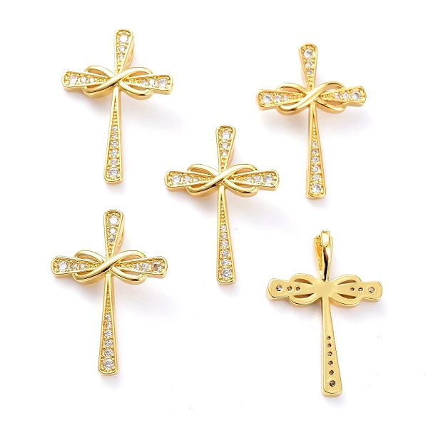 

PandaHall Brass Micro Pave Clear Cubic Zirconia Pendants, Long-Lasting Plated, Cross with Infinity, Real 18K Gold Plated, 30.5x21x3mm, Hole...