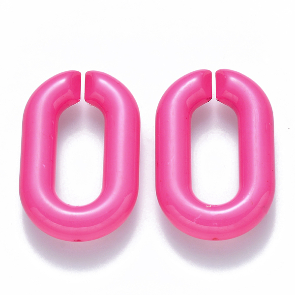

PandaHall Opaque Acrylic Linking Rings, Quick Link Connectors, for Cable Chains Making, Oval, Deep Pink, 31x19.5x5.5mm, Inner Diameter...