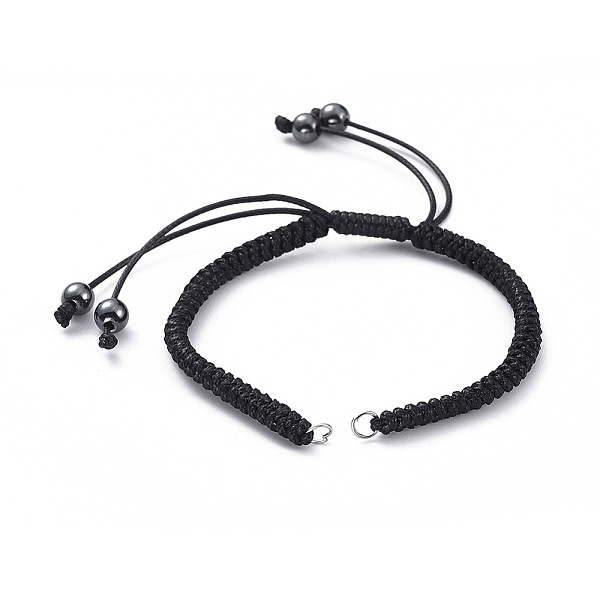 

PandaHall Adjustable Korean Waxed Polyester Cords Bracelet Making, with Non-Magnetic Synthetic Hematite Beads and Iron Jump Rings, Black...