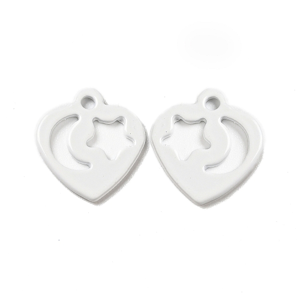

PandaHall Spray Painted 201 Stainless Steel Charms, Heart with Star & Moon Pattern, White, 12x11.5x1mm, Hole: 1.4mm 201 Stainless Steel...