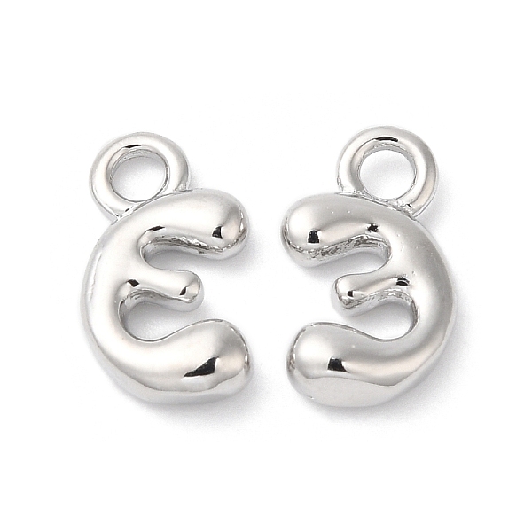

PandaHall Brass Charms, Real Platinum Plated, Letter E, 13x7.5x3mm, hole: 2.5mm Brass Letter E